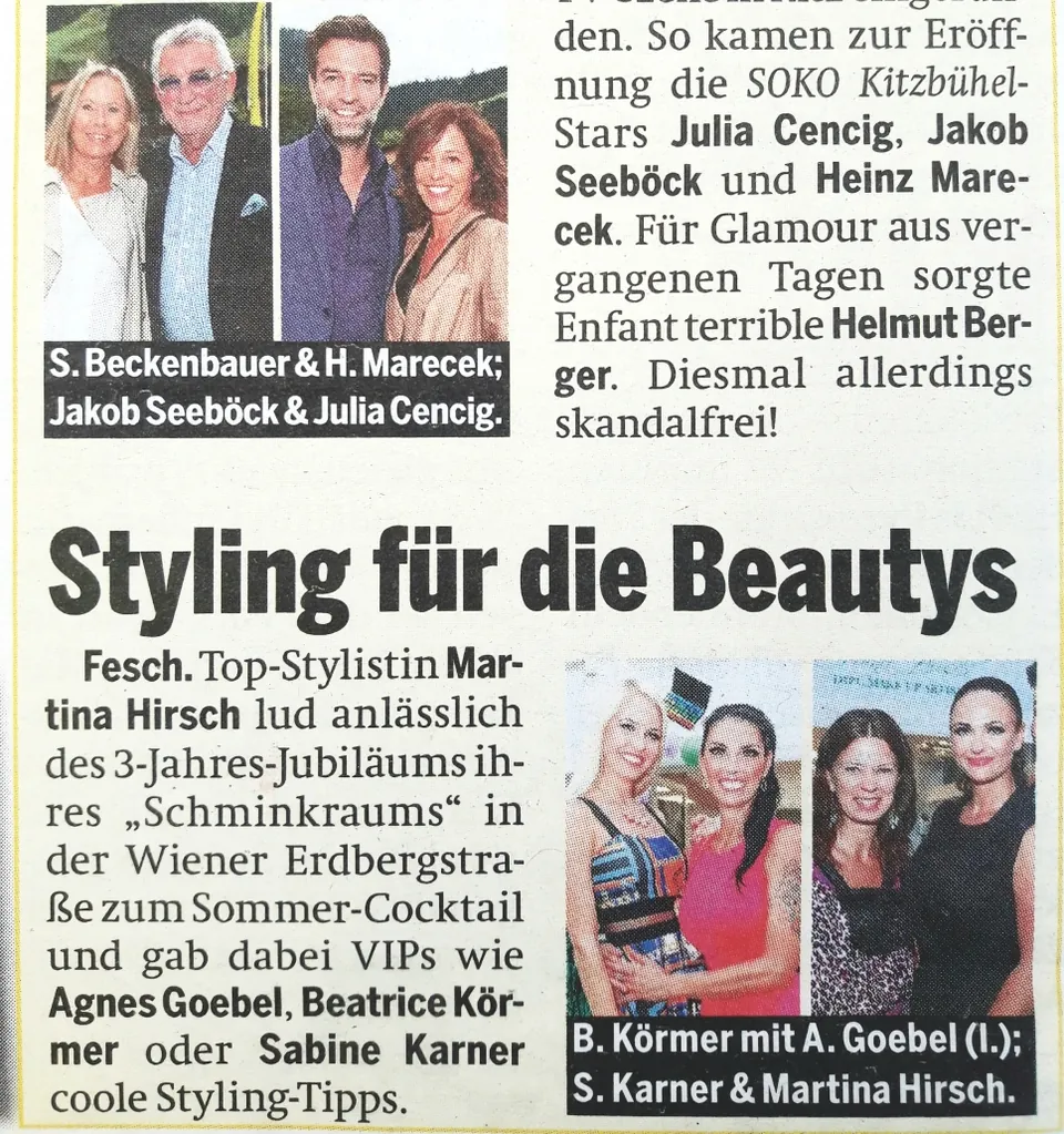 Zeitungsartikel „Styling für die Beautys“ zum Schminkraum-Jubiläum